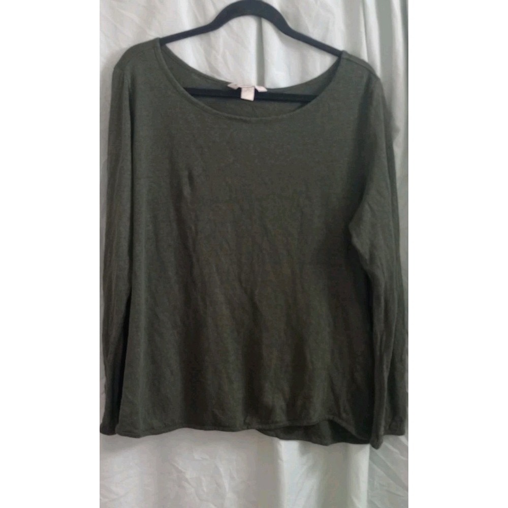 Banana Republic Heritage 100% Linen Long Sleeve Top Olive Green Women's XL